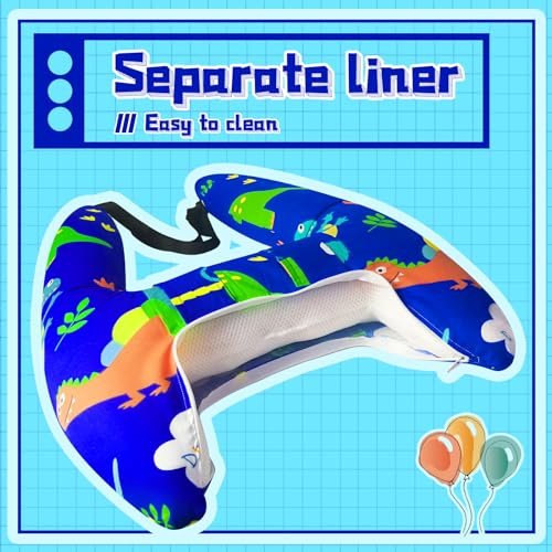 H-Shape Car Seat Pillow for Kids (Blue Dinosaur), Kids Car Pillows for Sleeping, Child Car Sleeping Head Support, Ride Safer Travel Vest, Travel Neck Rest Car Seat Pillow for Children Sleeping - Image 5