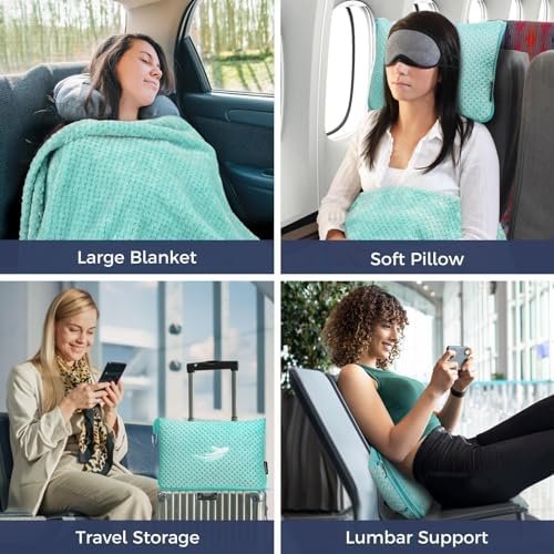NOWWISH Travel Blanket Airplane Compact with Bag - Premium Soft 2 in 1 Airplane Blanket Pillow,Travel Essentials on Airplane, Camping, Car - Image 5