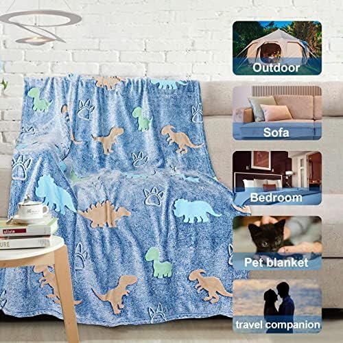 Dinosaur Blanket for Boys, Glow in The Dark Blanket for Kids, Toddler Blanket, Dinosaur Gifts for Boys, Soft Fleece Blanket Throw, Birthday Gifts 40"x60" - Image 6